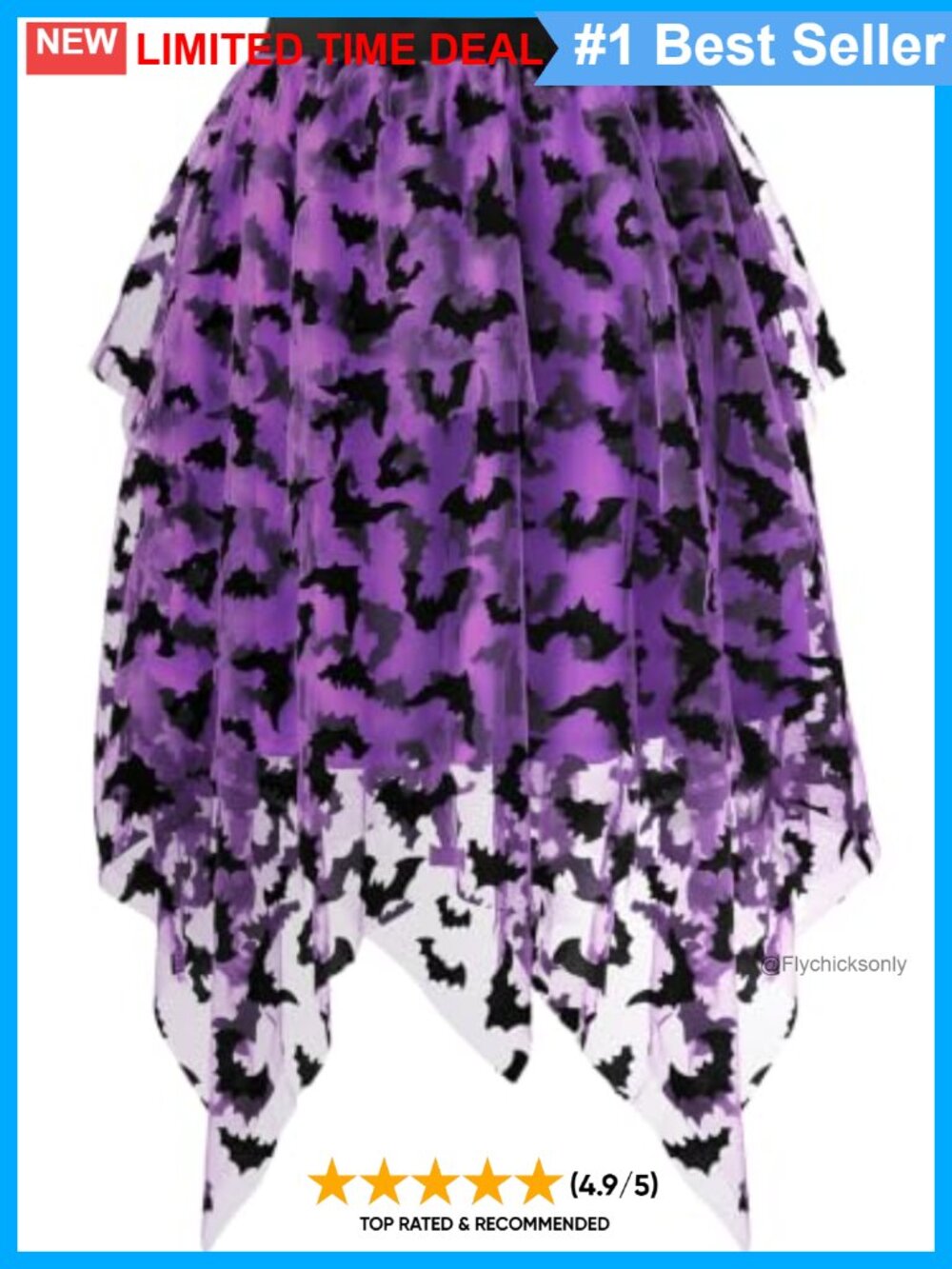 Halloween Bat Tulle Tutu Layered Midi Skirt Costume Women's
